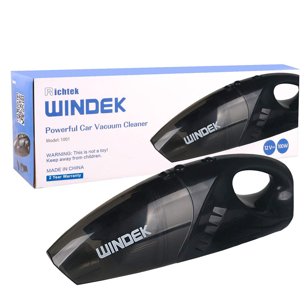 WINDEK 1001 Powerful Car Vacuum Cleaner 3000 Pa DC 12V Featherweight Multi-Functional And Highly Portable Machine (100 W, Black), Univeal